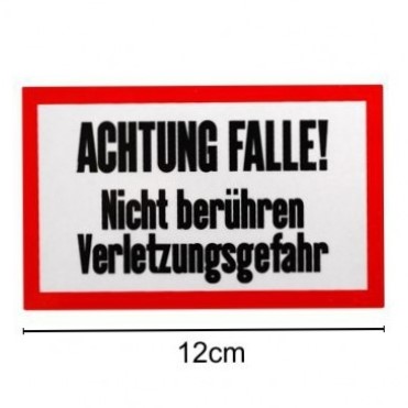 Warnschild "Achtung Falle" Aluminium